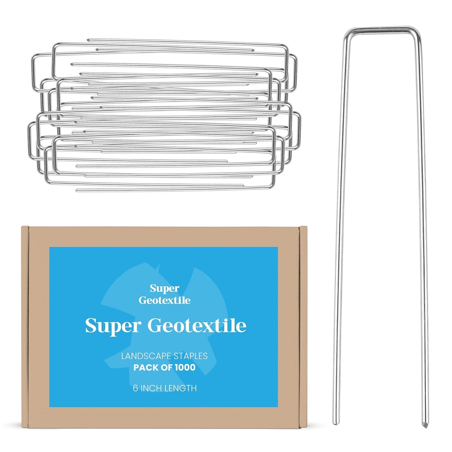 Landscape Staples - Heavy Duty 11 Gauge Galvanized U-Shaped Sod Pins for Weed Barrier and Landscaping Fabric Stakes - Extra Strong - 1" x 6" (1000 pcs)