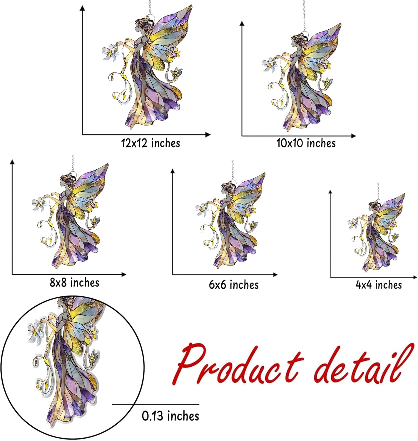 Flower Fairy Acrylic Suncatcher Stained Glass Effect Window Car Hanging Christmas Ornament Indoor Outdoor Decor Garden Sun Catcher Panel Gifts for Fairy Tale Lover for Women Mom Grandma