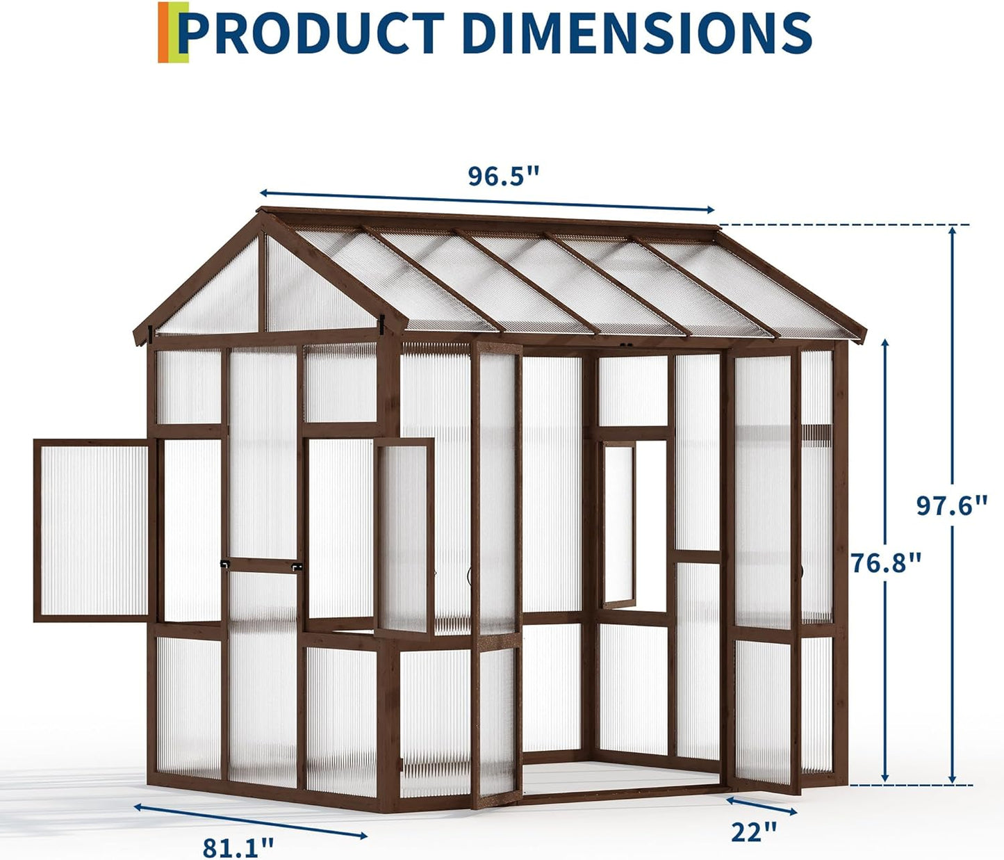 6x8 FT Wooden Greenhouse for Outdoor - Heavy Duty Walk-in Green House Kit with 6mm Polycarbonate, Ventilated Window & Lockable Door for Backyard, Patio, Lawn