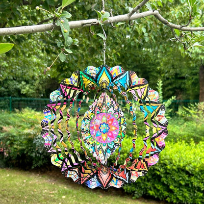 Mandala Wind Spinner 3D Frosted Wind Spinners Hanging for Yard and Garden Wind Sculptures,10" Hanging Wind Spinner Made of Tough Steel Plate