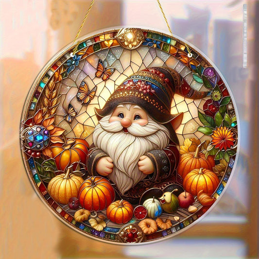 7.87Inch Fall Sun Catcher Acrylic Garden Cute Pumpkin Dwarf Suncatcher Decor Window Hanging for Wall Home, Garden, Housewarming Women Neighbor Autumn Decor Gifts