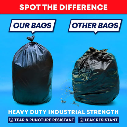 Tasker 55-60 Gallon Trash Bags Heavy Duty | Value 50 Count Bags w/Ties | Extra Large Industrial Trash Bags 55 Gallon, Lawn and Leaf Bags, Extra Large Outdoor Contractor Trash Can Liners, 50-60 Gallon