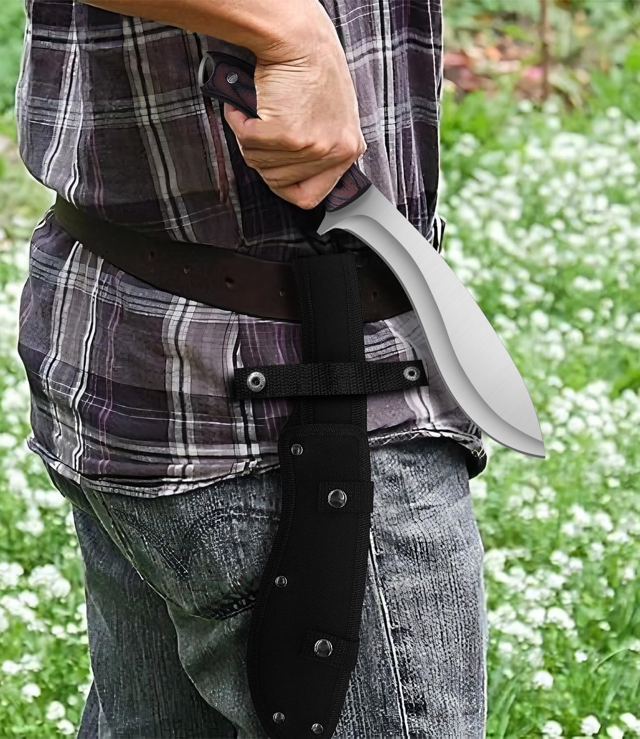 JXE JXO 13.2" Machete, Full Tang Machete for Cutting Trees Heavy Duty, 1065 High Manganese Steel with Nylon Sheath for Yard Work, Bushcraft and Outdoor