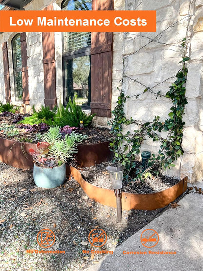 Vinci Landscape Edging Border, 40" L x 6" H 3Pack 10FT Total Rusted Corten Steel Garden Edging with Spikes, Sturdy Elegant Metal Lawn Broder for Flower Beds, Pathways, Paver Edges and Yard