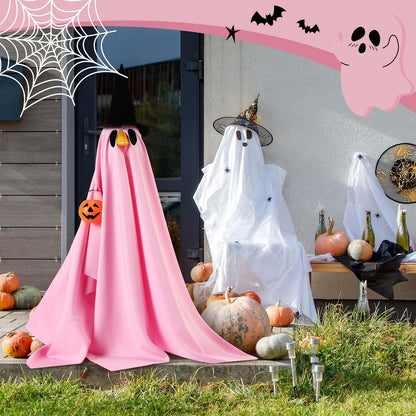 Halloween Porch Goose Outfit Ghost Lawn Goose Clothes with Pumpkin Bag for 23" Disco Plastic/Cement Outdoor Patio Yard Lawn Art Decoration(Pink,Matte)