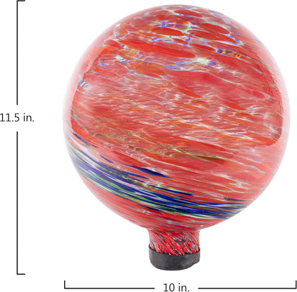 Echo Valley 8155 10-Inch Glow-in-the-Dark Illuminarie Glass Gazing Globe, Red Swirl