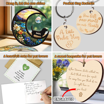Custom Dog Memorial Gift Suncatcher, Engraved Pet Memorial Ornament, Pet Sympathy Keychain, Loss of Animal Sympathy Card, Rainbow Bridge Dog Loss Gift, Bereavement Suncatcher Window Hanging