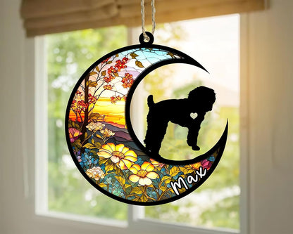 Personalized Dog Memorial, Custom Name Schnoodle Dog Christmas Ornament with Name, Custom Breeds, Pet Loss Light Catcher, Gifts for Lovers Loss of Pet Sympathy on Mothers Day Christmas