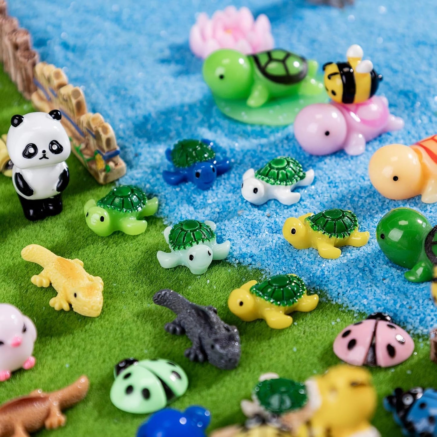 Mini Small Animal Figurines, 54 Pieces Mini Marine Resin Animals, Marine Animals Decorative Decorations, Miniature Landscape Decorative Sets, Fairytale Gardens