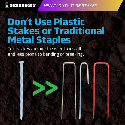 Sandbaggy 6" Heavy Duty Galvanized Artificial Turf Stakes - Spiral Landscape Nails - Ground Spikes/Pins - Synthetic Grass, Lawn, Edging, Weed Barrier Fabric, Garden (6 inch - Heavy Duty, 200, Count)