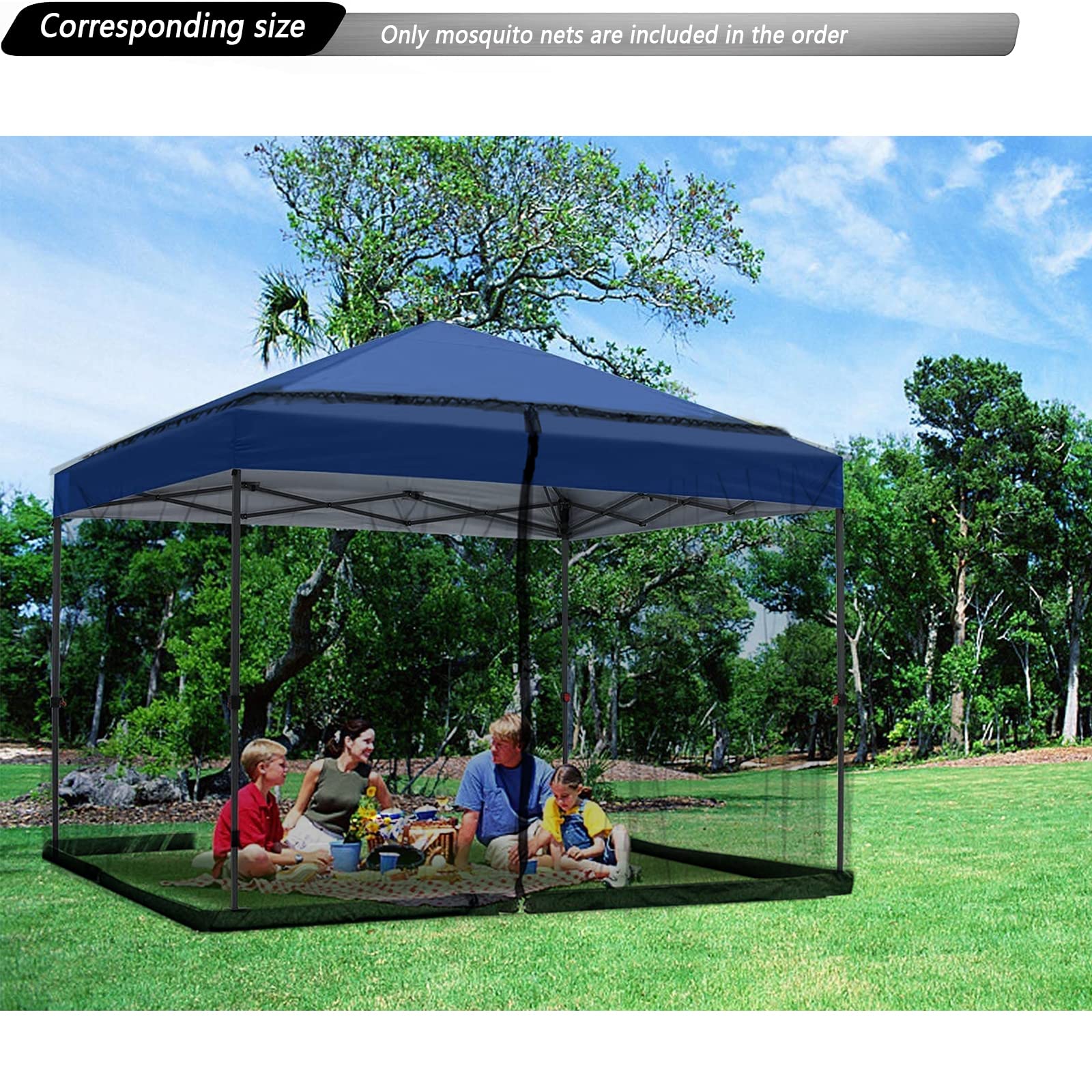 10x10 Mosquito Netting for Patio Canopy Tent/Pop Up Canopy Tent,Double Door Side Screen Easy