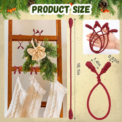Shappy 12 Pieces Christmas Garland Banister Ties Christmas Decorative Reusable and Flexible Twist Ties for Garland, Banister Home Decoration (Burgundy)