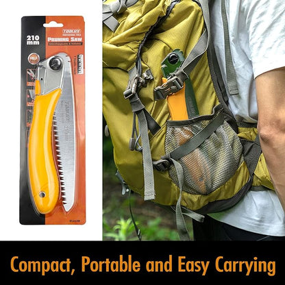 Hand Folding Pruning Saw 8 Inch Wood Tree Saw Japanese Pull Saw Razor Teeth Saw for Bone Wood Camping Backpacking Trimming Bushcraft Hunting, SK-5 Steel Blade with Non-Slip Rugged Handle.
