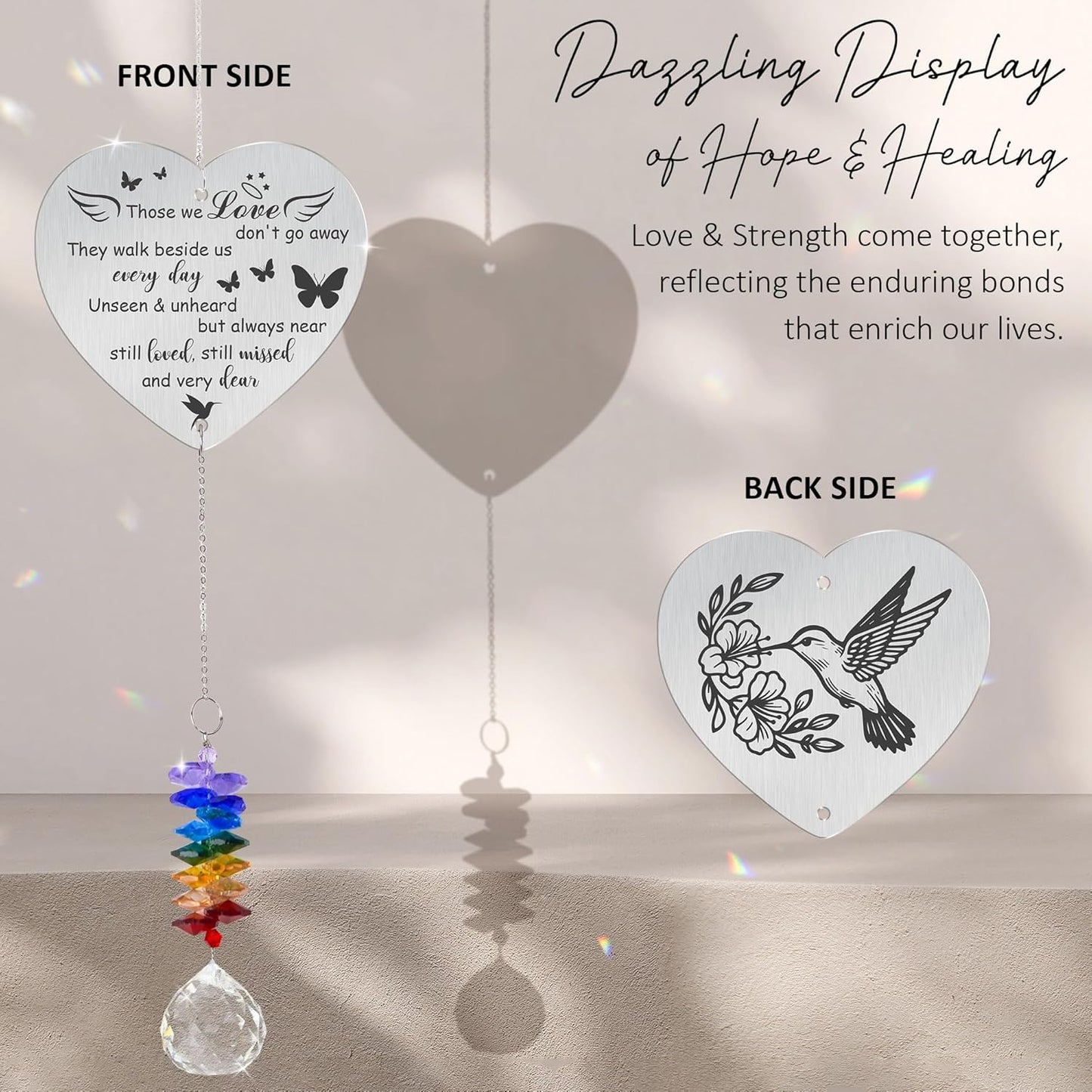 Memorial Suncatcher Ornament - Those we Love Don't go Away - Sympathy Gift for Loss of Loved One - Crystal Rainbow Maker - Bereavement Hanging Crystal Decor - Loss of Mom Dad Friend Pet