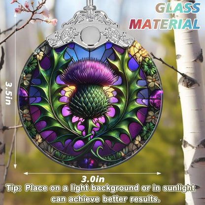 Scottish Thistle Stained Glass Orament - Christmas Ornament - Christmas Decorations for Tree - Holiday Present ldeas - Gift Exchange