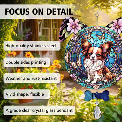 Papillon Dog Ears Wind Spinner, Papillon Wind Spinner Hanging for Yard and Garden V02