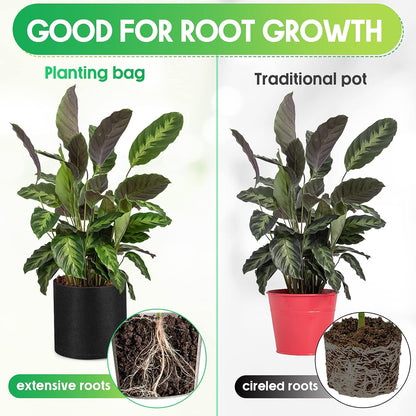 Nuanchu 50 Packs Grow Bags Small Aeration Fabric Pots Nonwoven Garden Bags Grow Pots Planter with 50 Pcs Plant Labels for Indoor Outdoor Plant Flower Planting Vegetable Growing (1 Gallon)