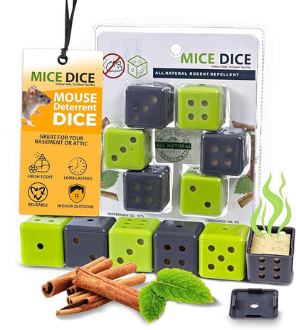Peppermint Oil for Mice - Mice Dice Mouse Solution for Home and Outdoor - 6 Pack