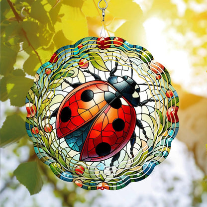 Ladybug Wind Spinner, Ladybug Wind Spinner Hanging for Yard and Garden, Unique Gift Wind Spinner, 3D Hanging Wind Spinner Outdoor