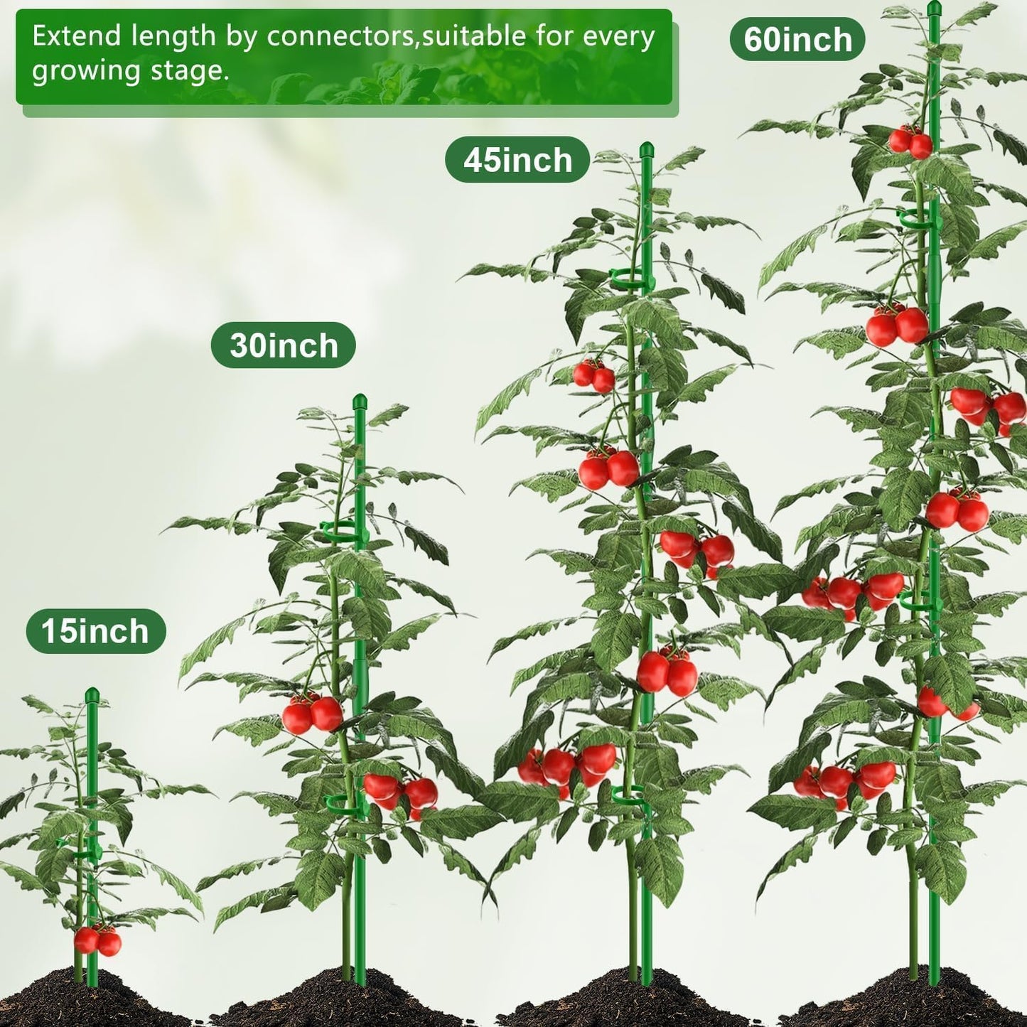 Plant Support Stakes for Indoor Plants SupKing Orchid Sticks with Clips 15 inch 10Pcs Garden Stake Extended to 2/3/4ft for Outdoor Potted Tomato Rose Vegetables House Palnts Comes with 20 Plants Ties