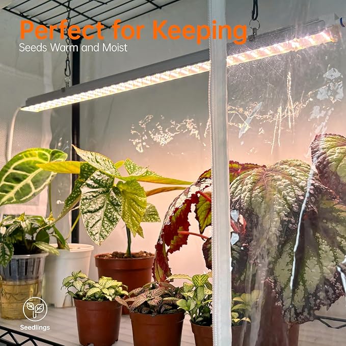 Bstrip Indoor Greenhouse with Grow Light, Plant Stand with 3 Pack Full Spectrum Plant Lights , 3 Color Modes, Plant Shelf with Tent for Indoor Plant, Seed Starting, Seed Tray, 35.4"x13.8"x59"