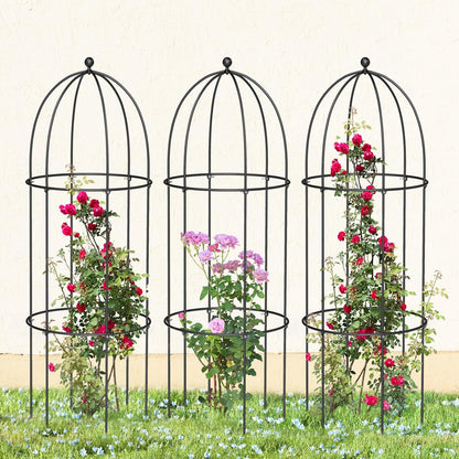 3 Pack Metal Plant Cage Support, 47" H Peony Support Tomato Cage Garden Rose Obelisk Trellis Supports Tower for Clematis Vine Jasmine Supports Outdoor Indoor