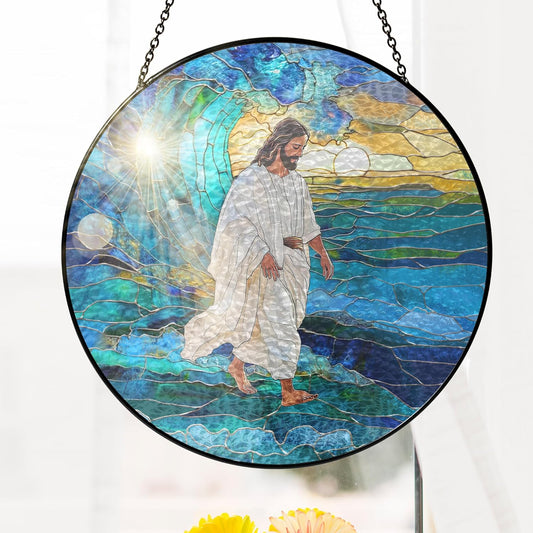 FLAGWIX Christmas Christian Gifts for Women Faith - Stained Glass Window Hanging 10 in - Catholic