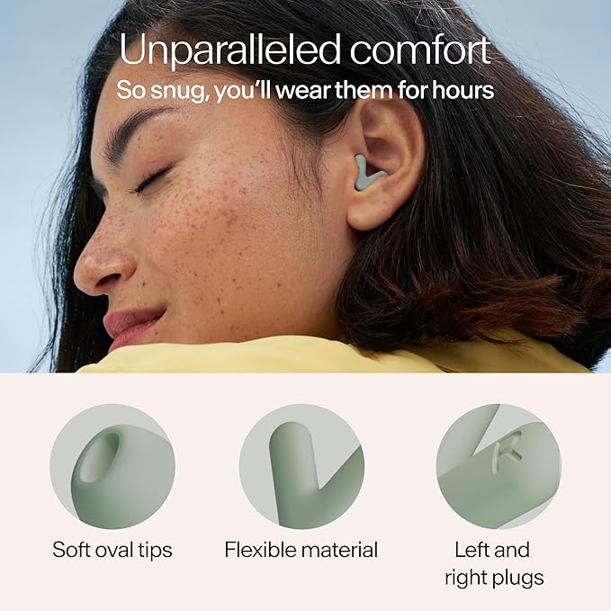 Alpine Silence Earplugs for Sleep, Focus & Travel - V-Shape Snug Fit & Soft Oval Tips – 4 Sizes