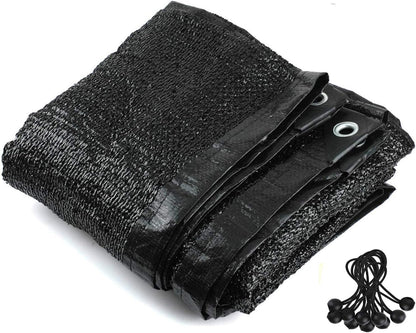 smartelf Shade Cloth 70% Sunblock Shade Cloth Net 10 ft x 13 ft - Black Bulk UV Resistant Fabric Mesh for Greenhouse Shade Cloth Taped Edge with Gromments Included 14pcs 6" Ball Bungee