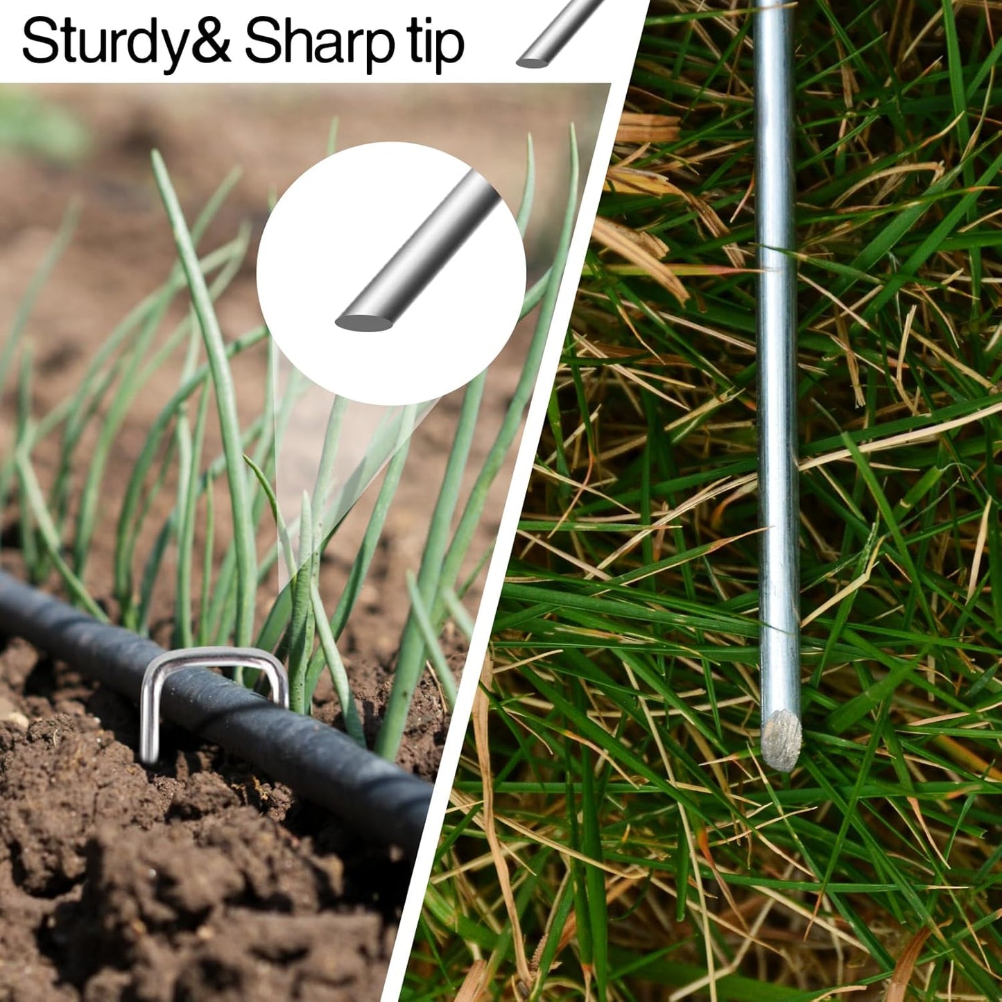Landscape Staples 5 Inch 40 Pack,Galvanized Garden Stakes Yard Stakes Garden Staples Prefect for Weed Barrier Fabric,11 Gauge Landscape pins for Tent,Balloons, Irrigation Tube. (5 Inch 40 Pack)