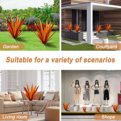 Homight Large Agave Sculpture Rustic Metal Agave Plant Outdoor Interior Decoration Outdoor Lawn Decoration Yard Wooden Posts Matching Garden Suitable for Patio