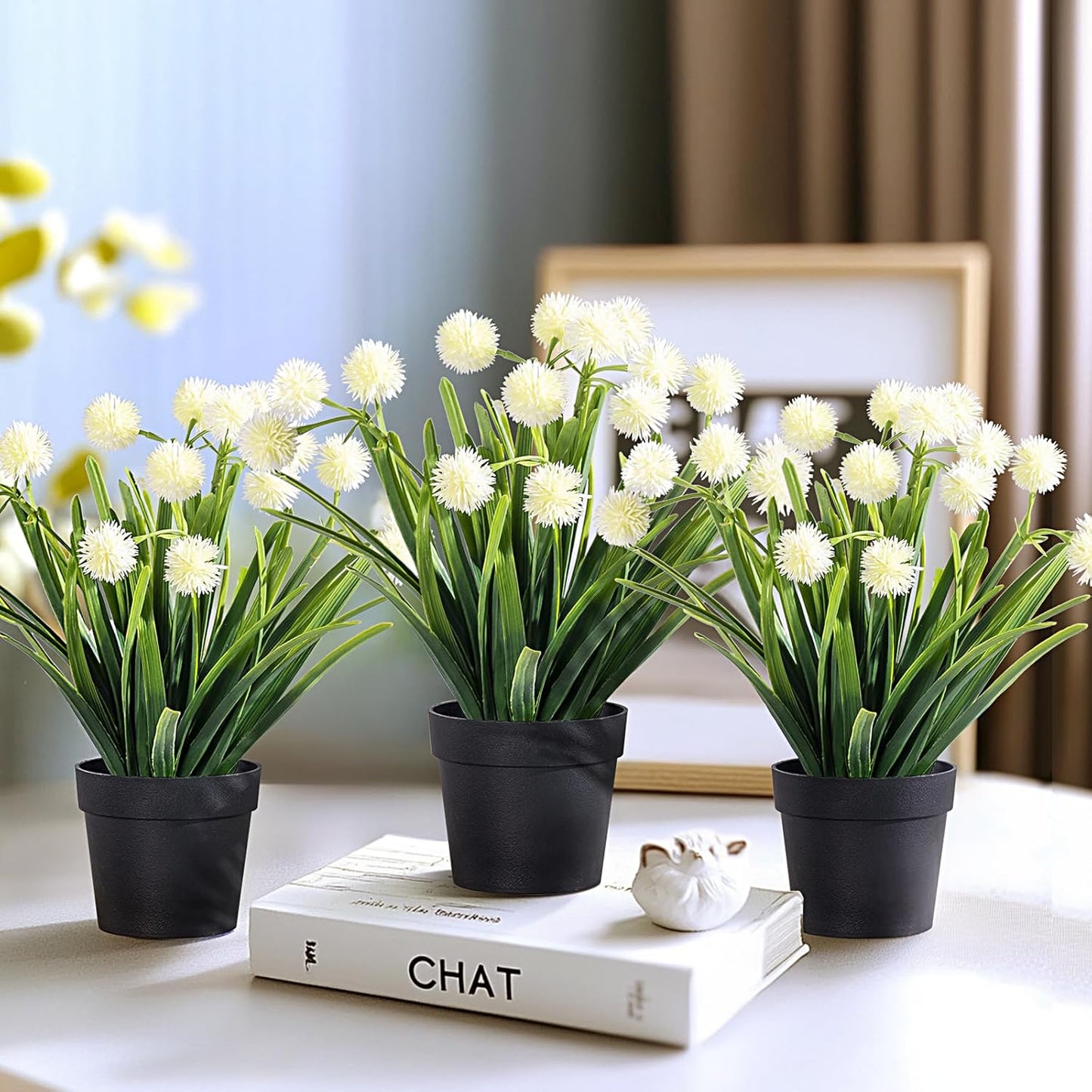 3 Pack Fake Small Plant in Pot Artificial Potted Flowers for Home Decor Fake Flower Plant Greenery Mini Faux Plant for Indoor Bedroom Living Room Office Shelf Bathroom Farmhouse Decor (Type 3)