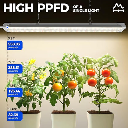 Barrina TX36 2FT Grow Light, 144W(4 x 36W, 800W Equivalent), High PPFD, Full Spectrum, Mechanical Timer, Hanging Plant Lights for Indoor Growing, Seedlings with On/Off Switch, Linkable, 4 Packs