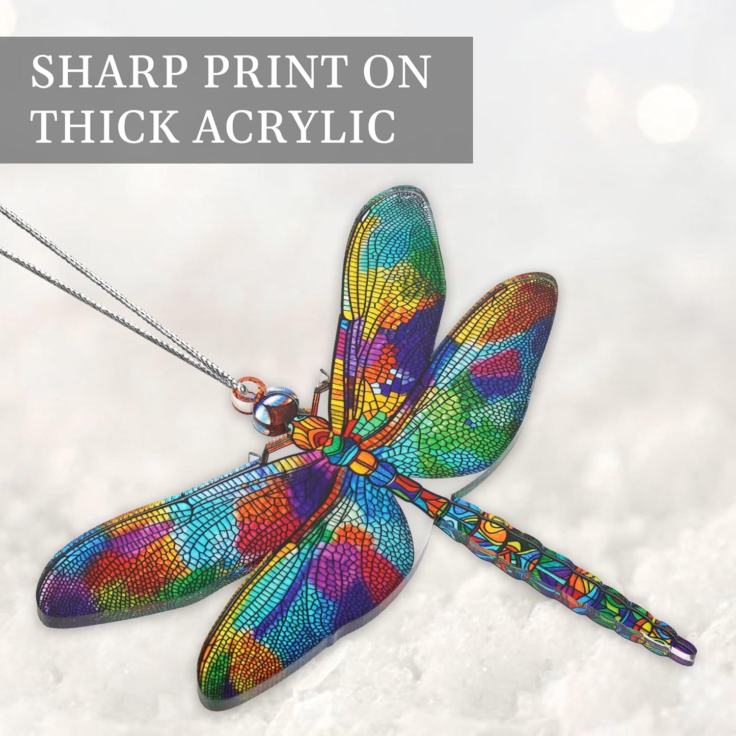 Dragonfly Gifts for Women, Dragonflies Decor Suncatcher Effect, Dragon Fly Stained Glass Effect, Dragonfly Ornaments for Christmas Tree Decoration, Birthday Gift for Mom (Summer Parade)