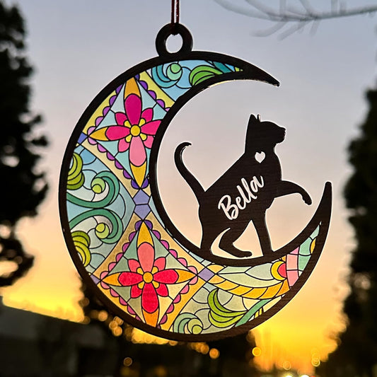 GIFTBYGIFTY Cat Memorial Suncatcher Ornaments, Personalized with Name and Breed, Loss of Pet
