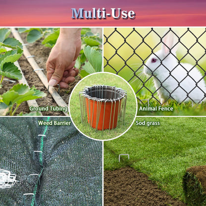 Gtongoko 200 Pack Galvanized Landscape Staples Garden Stakes Plant Cover Stakes 6 Inch 11 Gauge SOD Staples Fence Stakes for Landscaping Securing Weed Barrier Fabric, Decoration