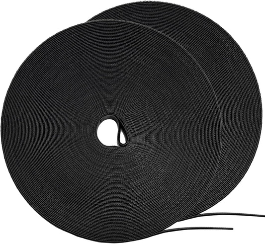 164ft x 1/2 inch Reusable Fastening Cable Ties, Hitotsu Hook and Loop Roll, Self-Gripping Bundling Strips for Cord Manage,Home, Office, Electrical Cords, Data Center, Host Room, Black, 2 Roll