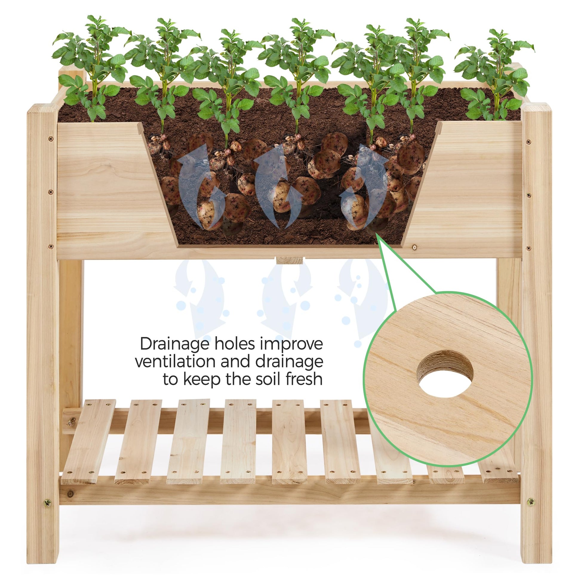 Yaheetech 34" Raised Garden Bed with Legs, Wooden Planter Box, 1Pcs