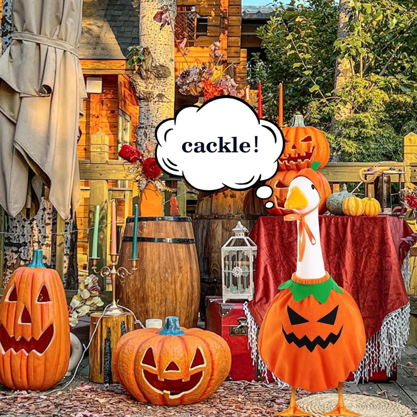 Porch Goose Outfits for 23" Plastic Porch Goose Halloween Pumpkin Outfit Goose Clothes for Cement Goose for Indoor Outdoor Garden Yard Lawn Patio Art Decor(NG)