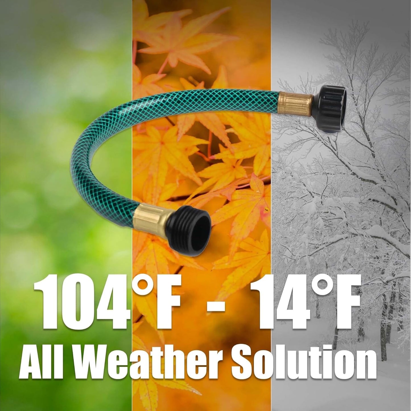 Garden Hose Leakproof for Gardener: 1/2” PVC Water Hoses with GHT Fittings - 1 FT No Kink and Flexible for Outdoor