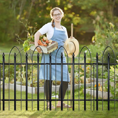 Garden Fence 32 inch H x 24 inch W (5 Panels, Total 10 feet), Metal Decorative Border Folding Fence, Landscape Fencing for Dog, Flower Bed, Yard, Animal Barrier