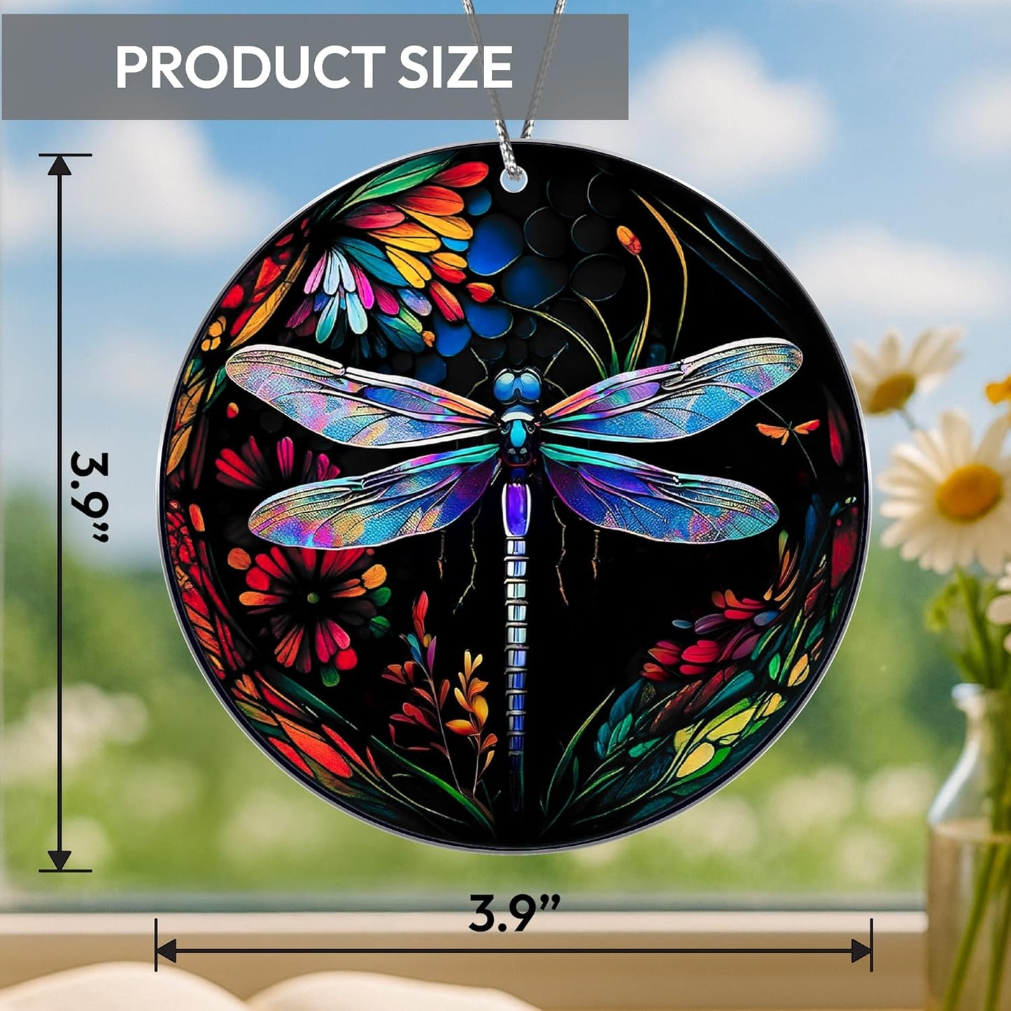 Dragonfly Gifts for Women, Dragonflies Decor Suncatcher Effect, Dragon Fly Stained Glass Effect, Dragonfly Ornaments for Christmas Tree Decoration, Birthday Gift for Mom (Nocturne Dream)