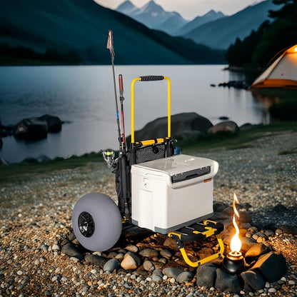 Beach Trolley Cart, Foldable Heavy-Duty Beach Wagon Cart with 12 Inch Wheels for All-Terrain Outdoor Camping