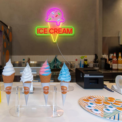 Ice Cream Neon Sign Light up Acrylic LED Lamp with USB Powered Ice Cream Letter Neon Light for Business Store Cafe Drink Shop Office Bedroom Restaurant Decor Adjust Brightness