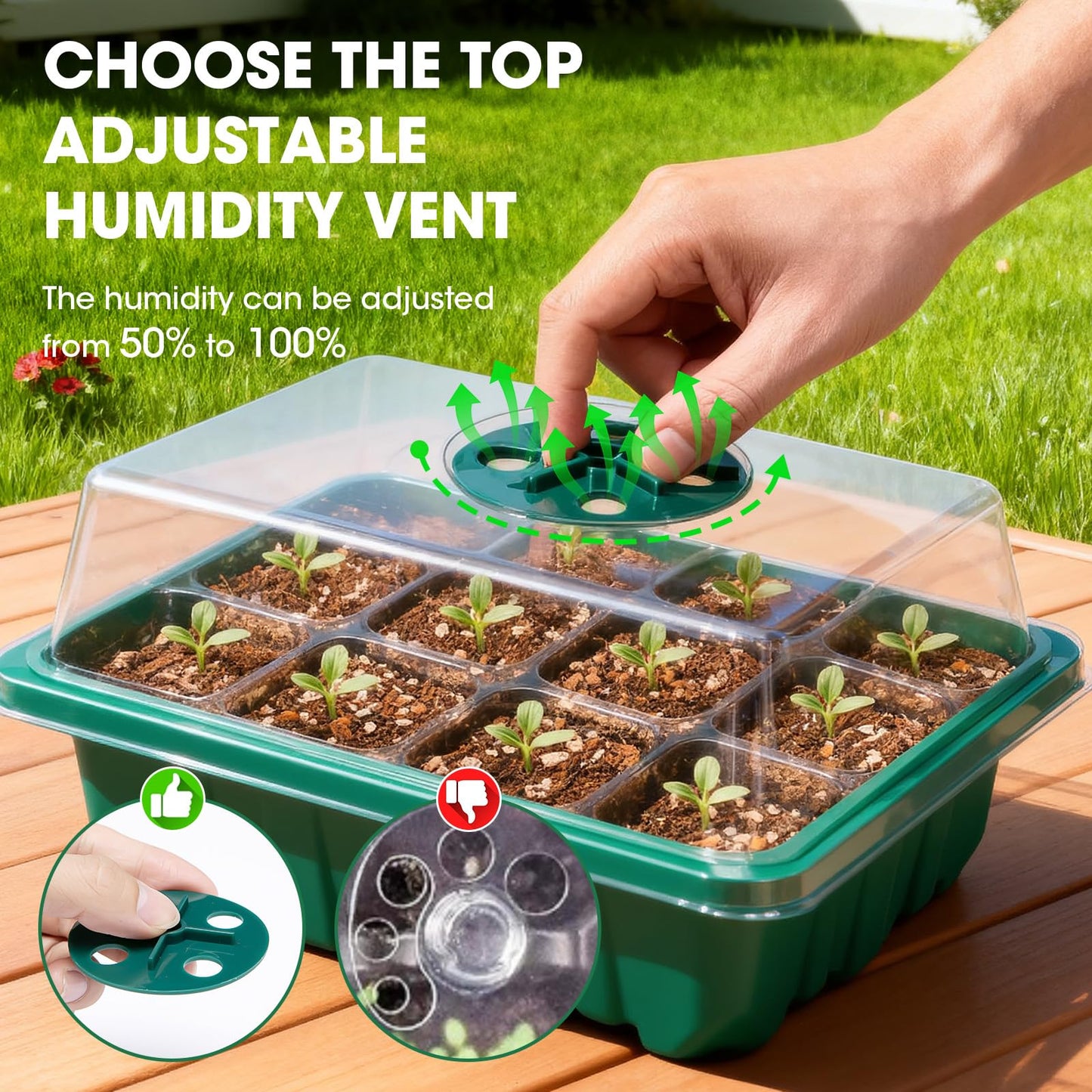 PlantaPulse 5 Packs Seed Starter Tray with Humidity Dome, Seed Starter Kit with Transparent Drain