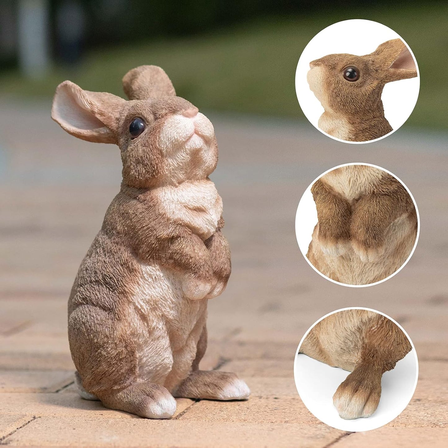 Vivid Rabbit Sculpture - Realistic Fine Resin Sculpture, Suitable for Outdoor Courtyards and Courtyards Natural Themed Garden Decorations, Easter Spring Home Decor 9.5inch