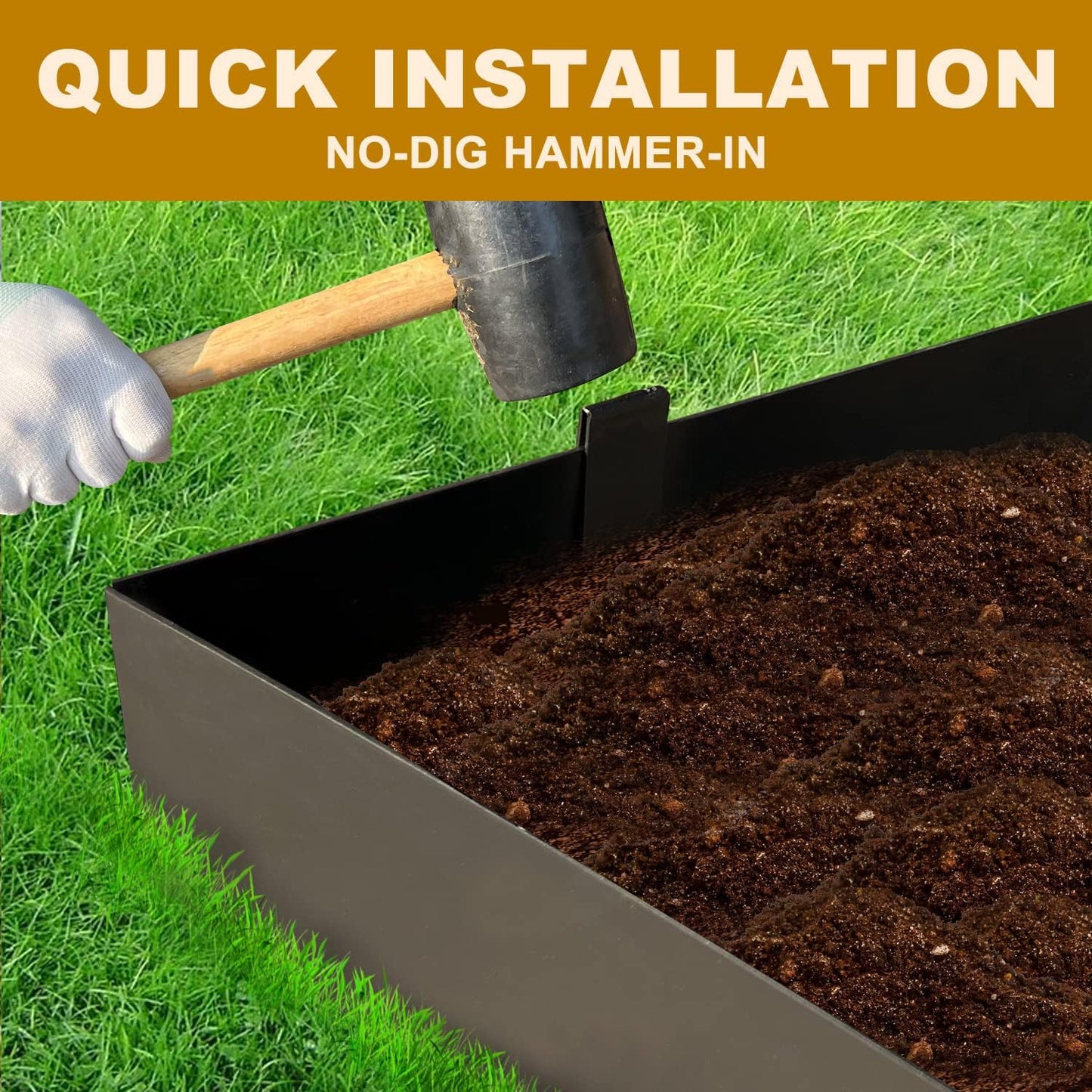 5 Pack - 40'' L x 6'' H Steel Landscape Edging Border Edging for Landscaping Metal Garden Edging Lawn Edging No dig Hammer in Edging for Gravel Yard Pathway(16.7FT Total Length)