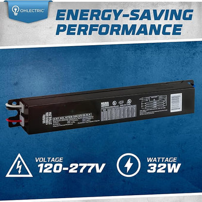 OHLECTRIC Replacement for Keystone KTEB-332-UV-IS-N-P 3 Lamp T8 Electronic Fluorescent Ballast with Normal Light Output | 120-277V Input with Instant Start Operation | 0.88 Ballast Factor, UL-Approved