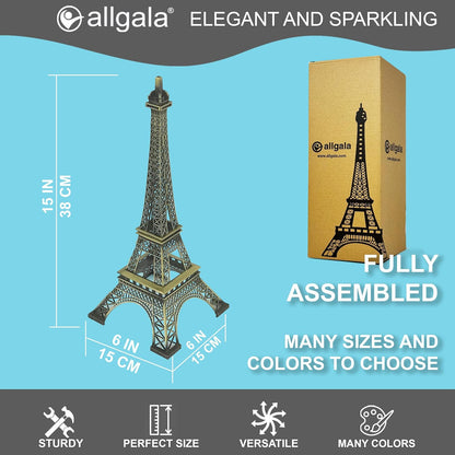 allgala 15" Eiffel Tower Statue Decor Alloy Metal, Bronze