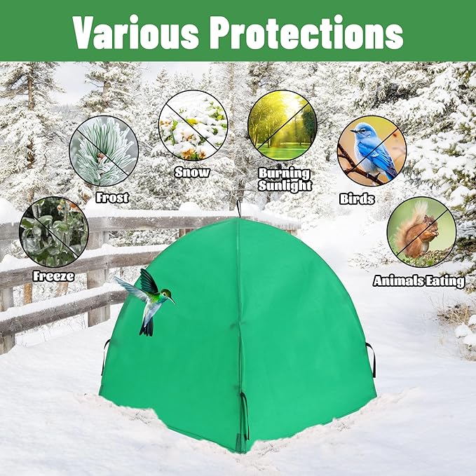 2 Pack Winter Plant Covers Freeze Protection, Shrub Covers Warm Plant Tents for Winter, Frost Protection for Outdoor Plants from Freezing Animals Eating (28" x 28" x 30")